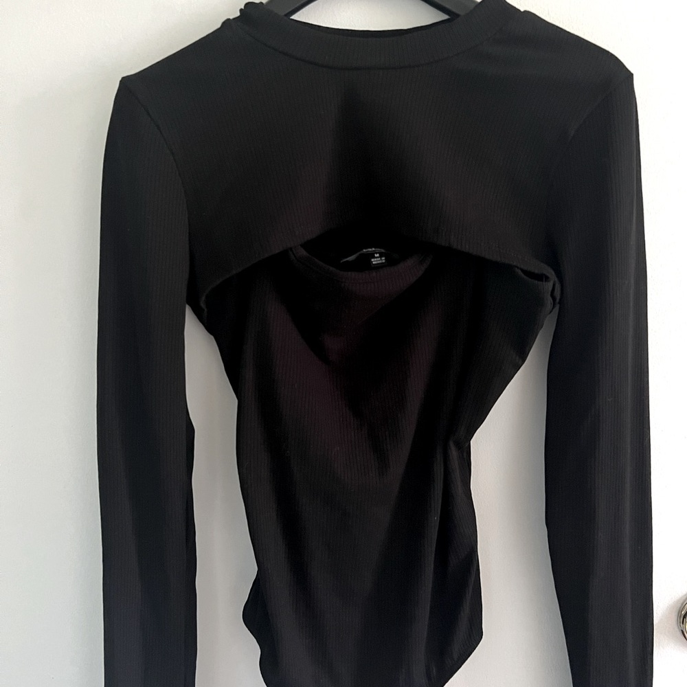 Twice as cute ribbed long sleeve body suit two piece